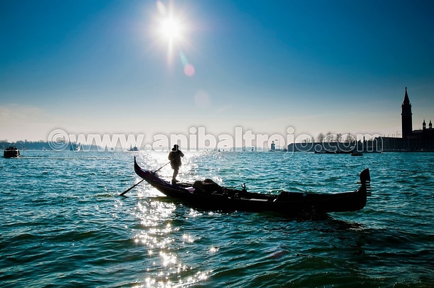 Gondola backlighting at Venice, Italy