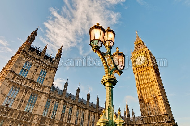 Big Ben tower clock at London, England
