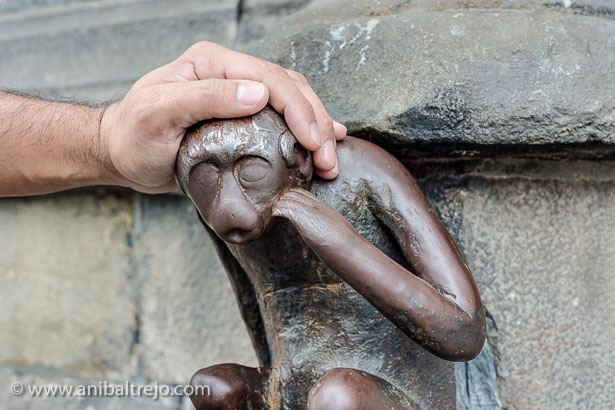 Guardhouse Monkey statue in Mons, Belgium.