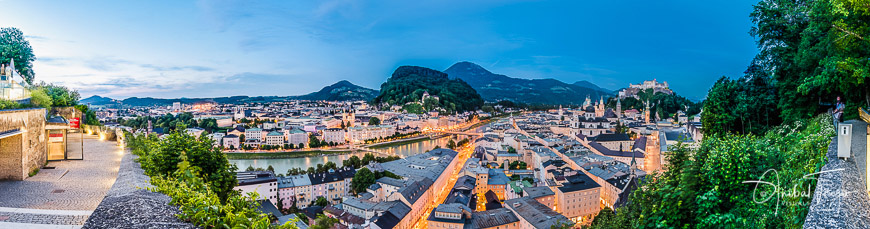 Salzburg skyline as seen from the Monchsberg viewpoint, Austria