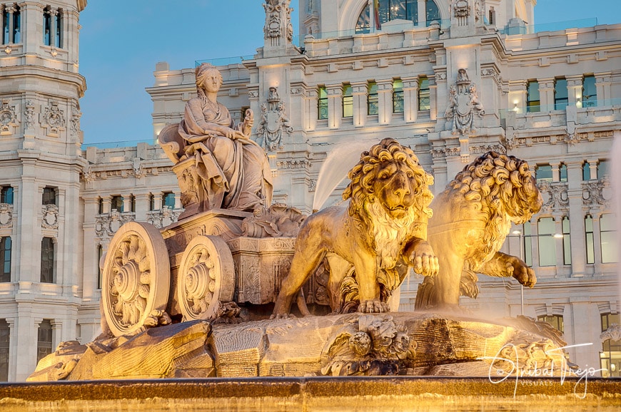 Cibeles Fountain located downtown Madrid, Spain