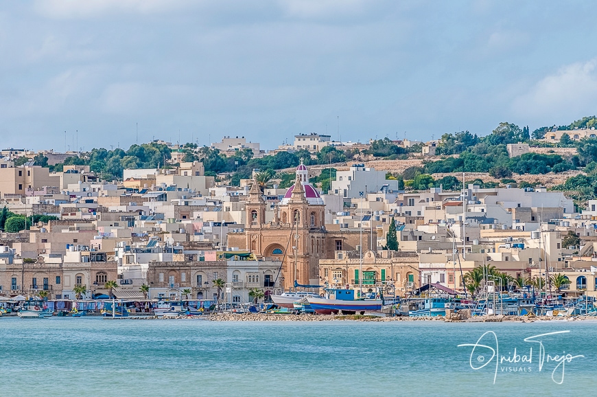 Harbor of Marsaxlokk, a traditional fishing village located in the south-eastern part of Malta.