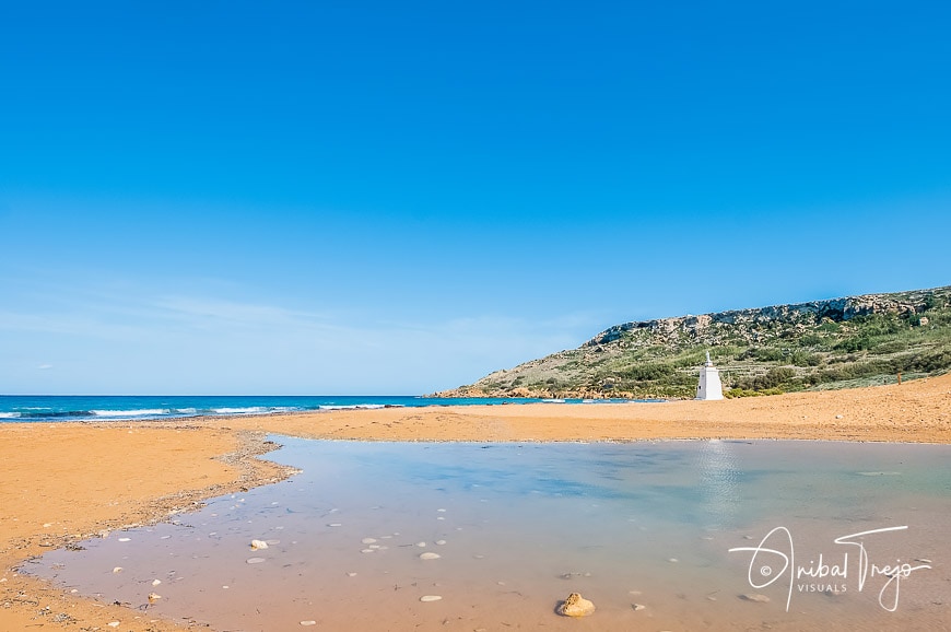 Ramla Beach, the Red Sandy Beach, with it's particularly golden-reddish sand located on the northern side of the Maltese island of Gozo.