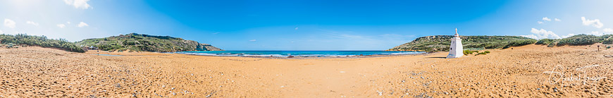 Ramla Beach, the Red Sandy Beach, with it's particularly golden-reddish sand located on the northern side of the Maltese island of Gozo.