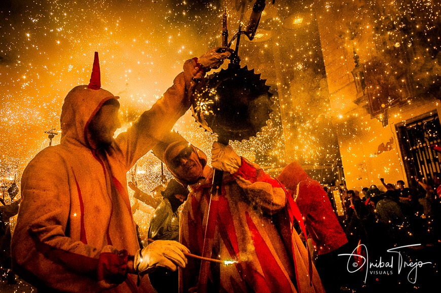 MATARO, SPAIN - JUL 20: Correfoc performance within the Les Santes celebration.